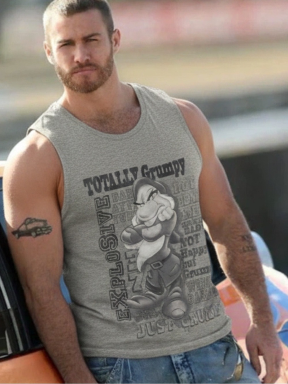 Disney Grumpy Dwarf Totally Grumpy Graphic Gray Tank Top Unisex Small NWOT